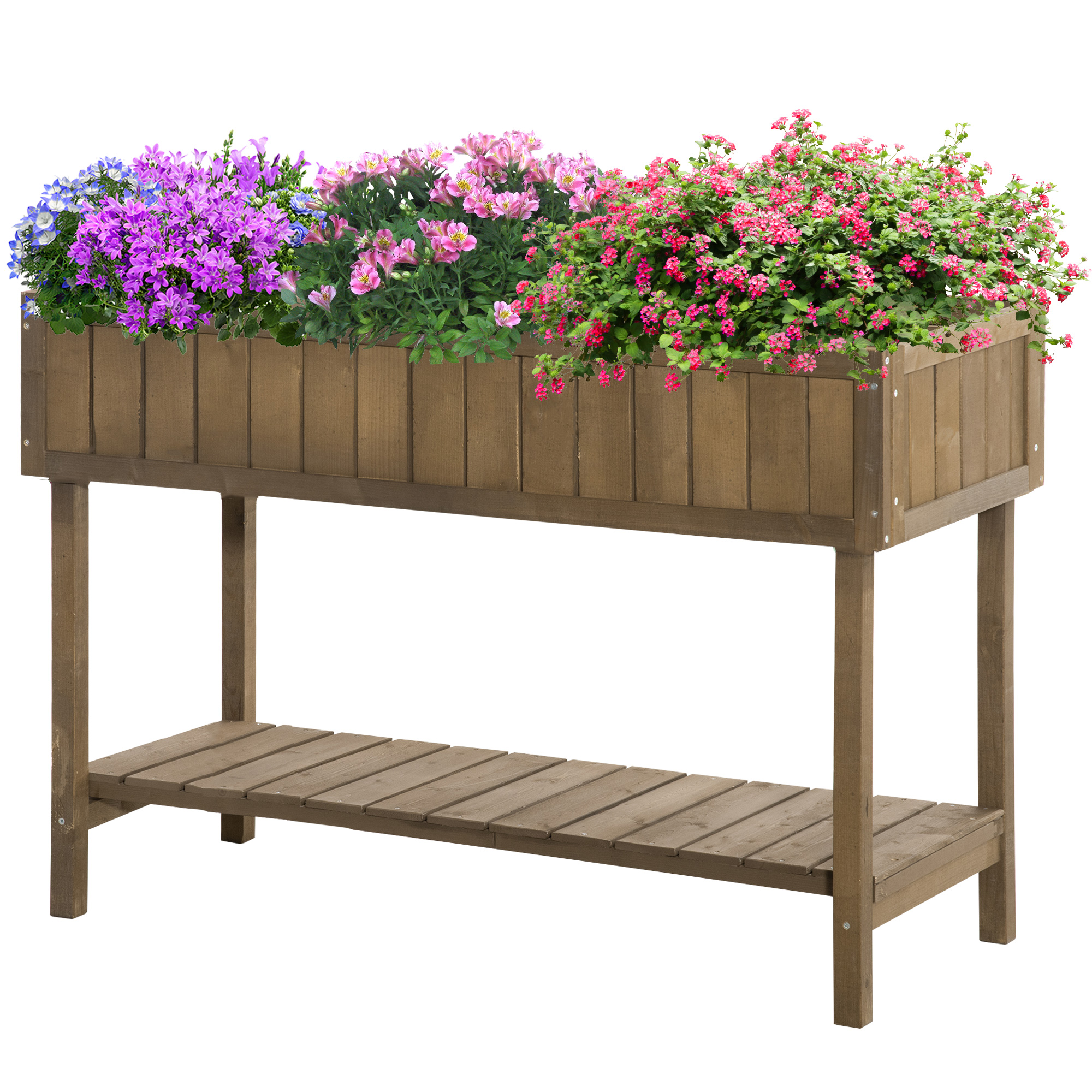 Outsunny Hochbeet-Pflanzkasten auf Beinen mit Regal 110L x 46B x 76H cm 8 F günstig online kaufen