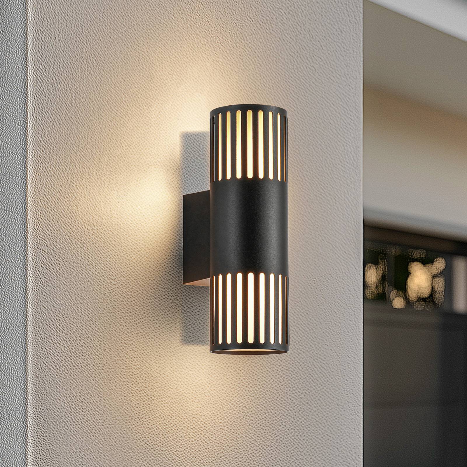 Lindby Außenwandleuchte Lurinda, 2-flg., schwarz, Ø10cm günstig online kaufen