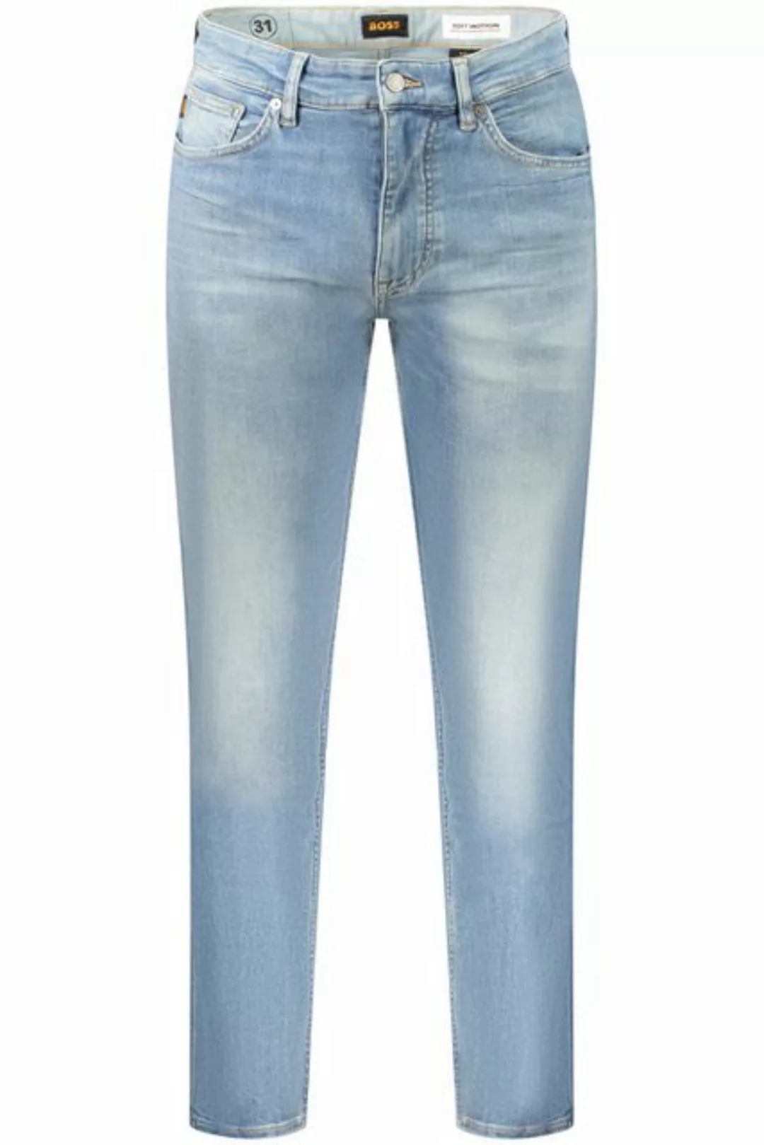 BOSS 5-Pocket-Jeans Slim Fit Herren Jeans Blau - Used-Look mit Kontrastdeta günstig online kaufen