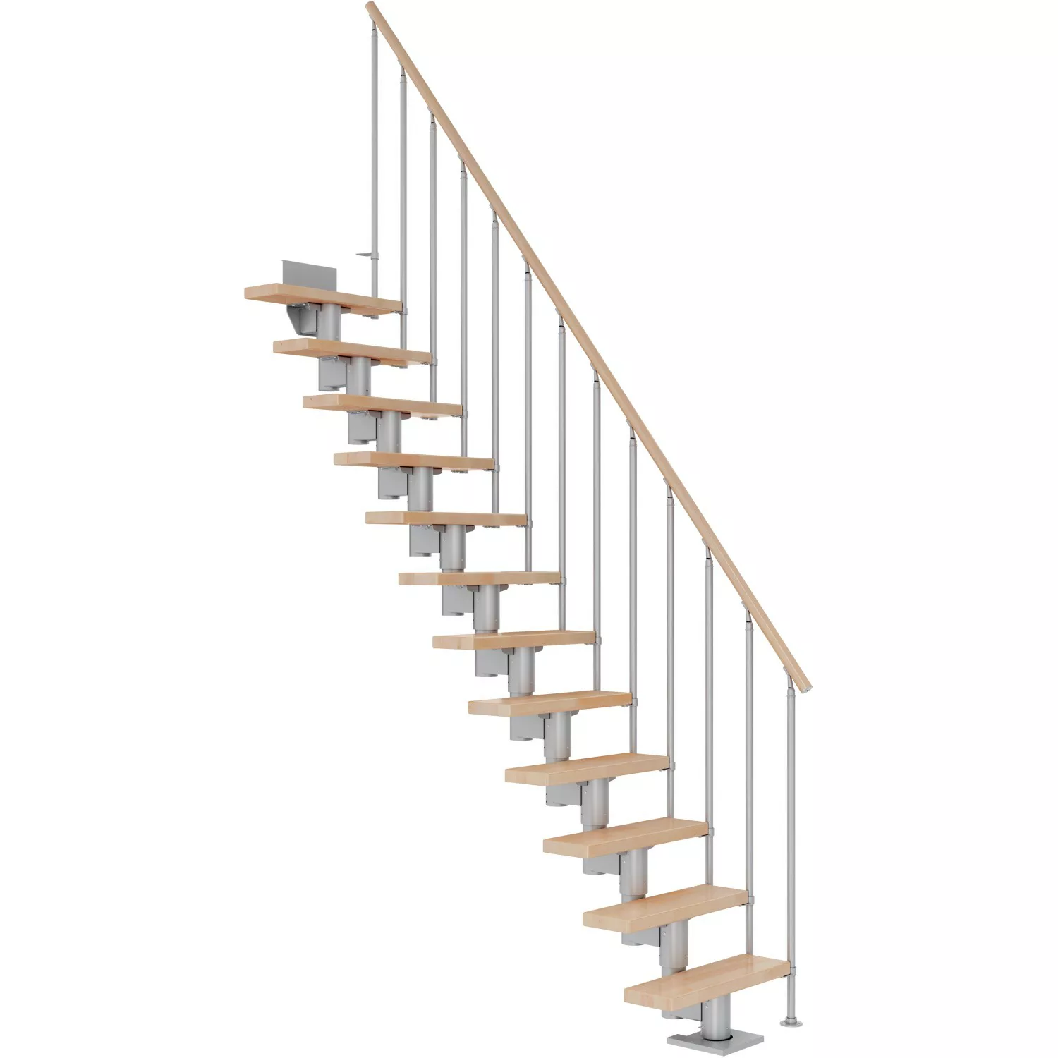 Dolle Mittelholmtreppe Dublin Buche Perlgrau GH bis 292 cm Gerade 65 cm FSC günstig online kaufen