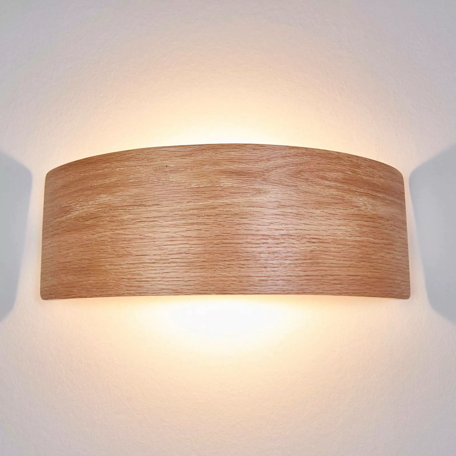 LED-Wandleuchte Rafailia 33cm, Holz günstig online kaufen