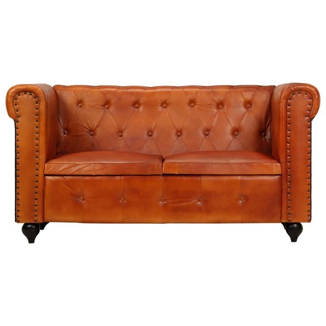 vidaXL Sofa Chesterfield-Sofa 2-Sitzer Hellbraun Echtleder günstig online kaufen