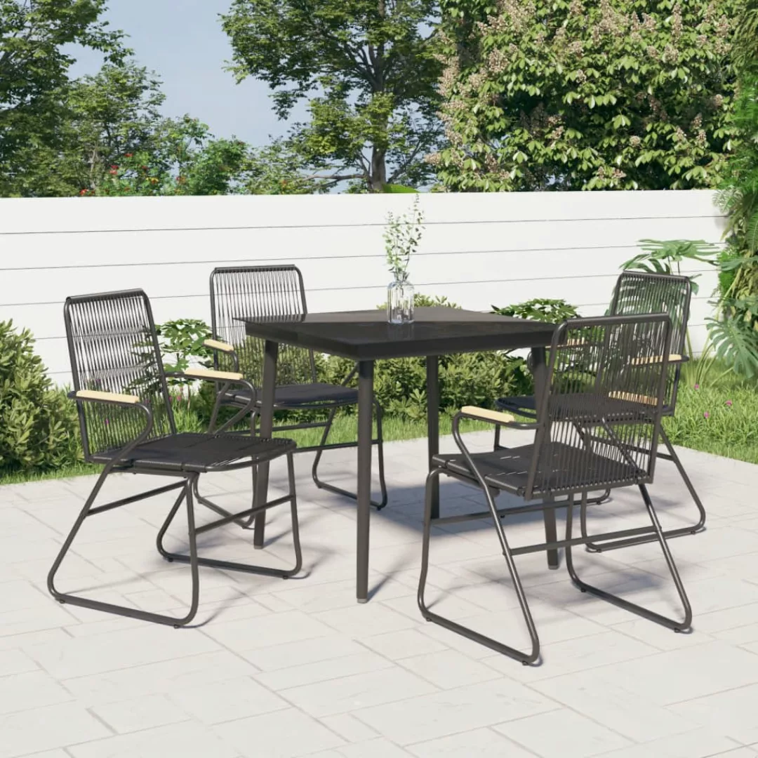 Vidaxl 5-tlg. Garten-essgruppe Schwarz Pvc Rattan günstig online kaufen