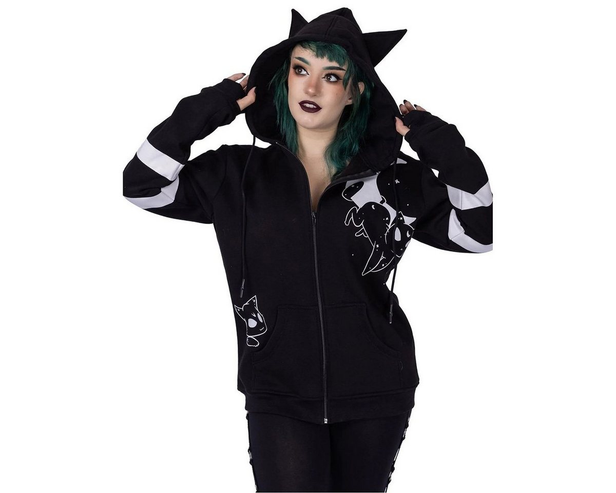 Heartless Kapuzensweatshirt Kapuzenjacke Moon Cats Hood Gothic Kitty Katzen günstig online kaufen