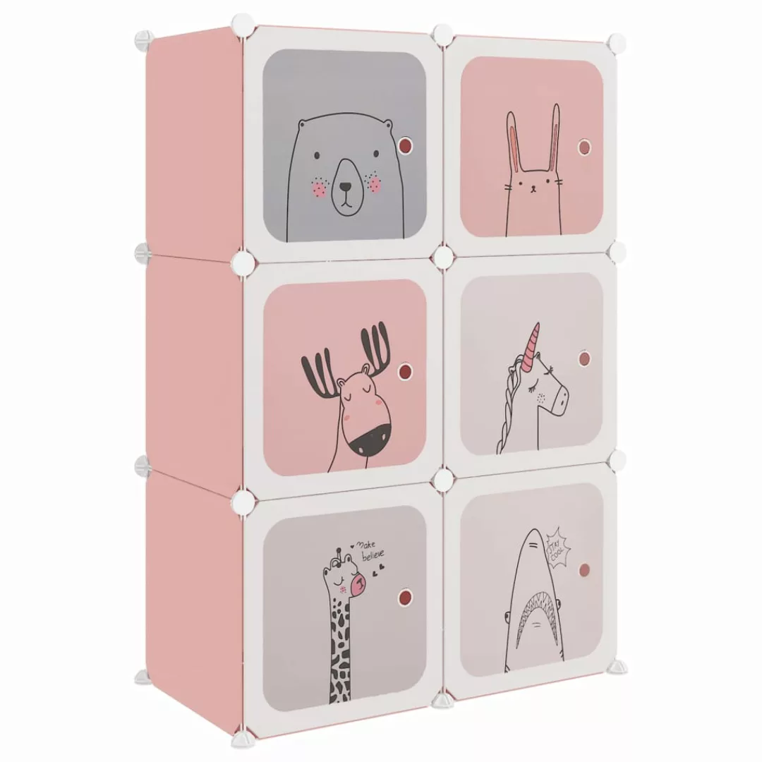 vidaXL Mehrzweckschrank Kinderschrank Modular mit 6 Würfeln Rosa Kunststoff günstig online kaufen