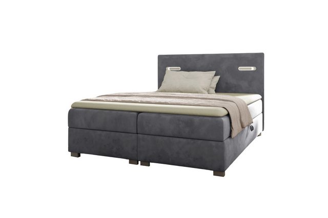 yourhouse24 Boxspringbett mit Beleuchtung LARA (Bonell-Matratze und Topper) günstig online kaufen