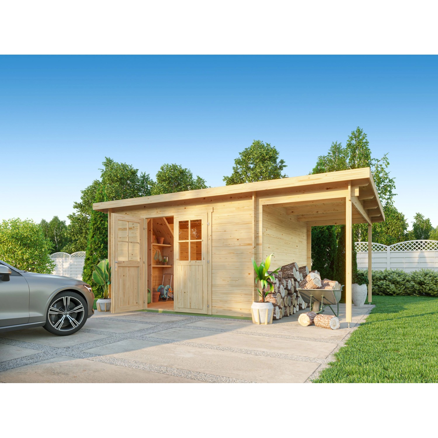 Fjordholz Pultdach Gartenhaus Modell Ezra 5G Grau Imprägniert günstig online kaufen