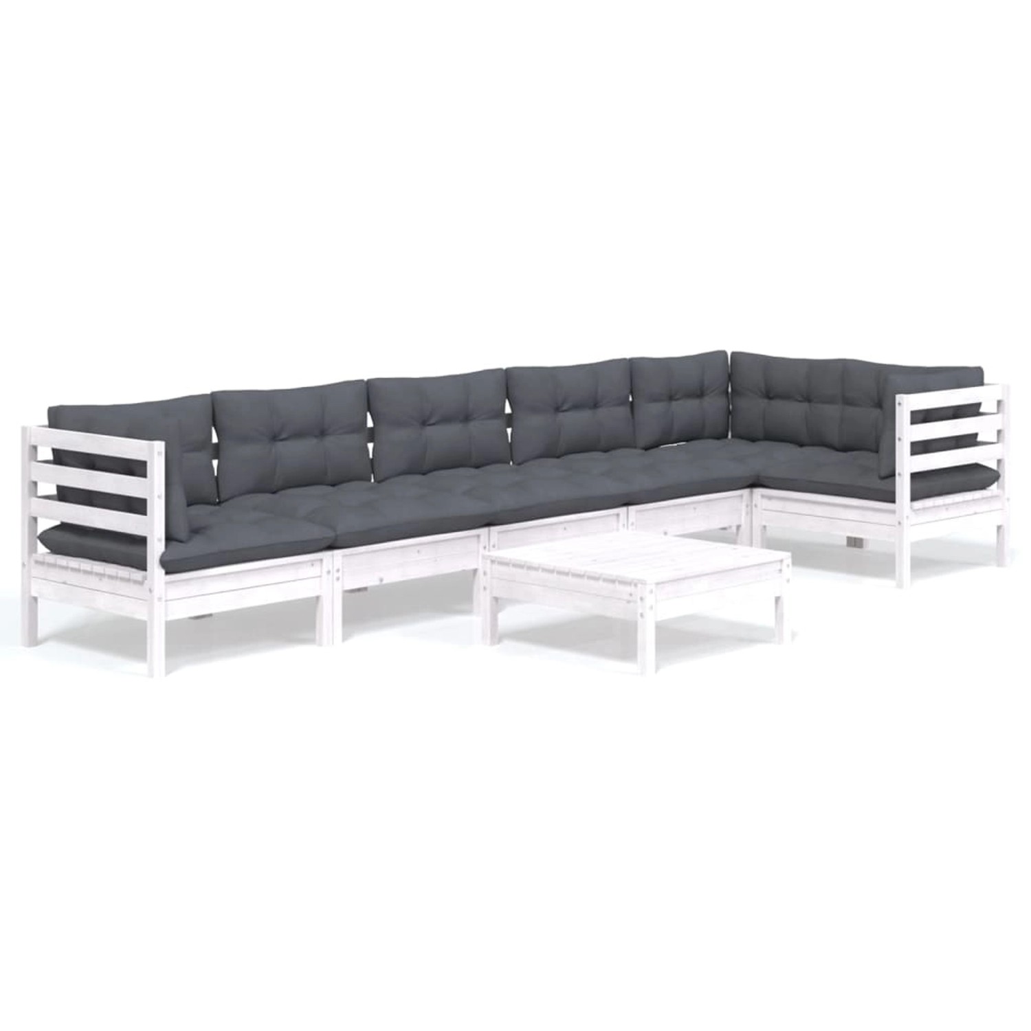 vidaXL 7-tlg Garten-Lounge-Set mit Kissen Weiß Kiefernholz Modell 2 günstig online kaufen