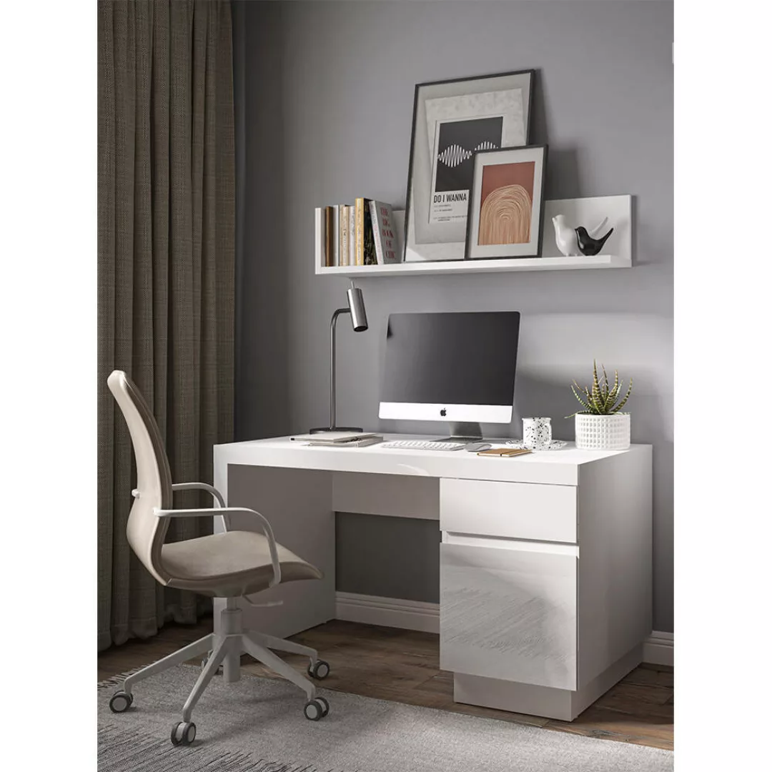 Büromöbel Set, 3-teilig, in weiß Hochglanz LYNDHURST-129, B/H/T ca. 210/198 günstig online kaufen