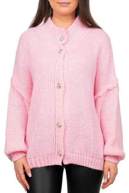 Reichstadt Strickjacke Strickpullover 25RSW068 mit Knöpfen Pink One Size (1 günstig online kaufen