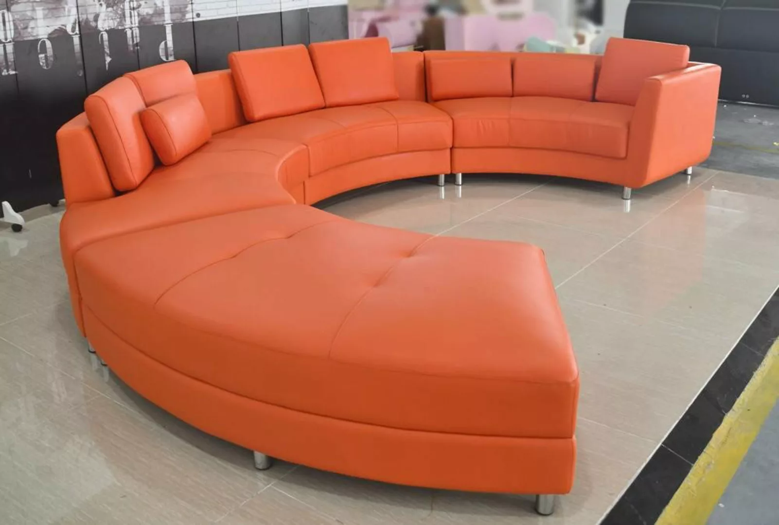 Xlmoebel Ecksofa Moderne Ledercouch mit runder Wohnlandschaft und Ecksofa, günstig online kaufen