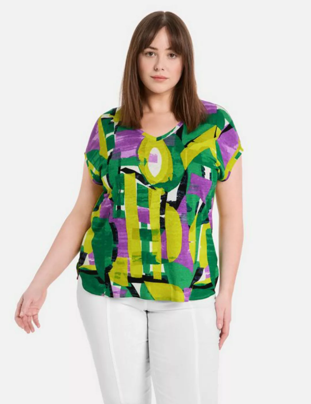 Samoon Kurzarmshirt T-Shirt aus luftigem Leinen-Mix günstig online kaufen