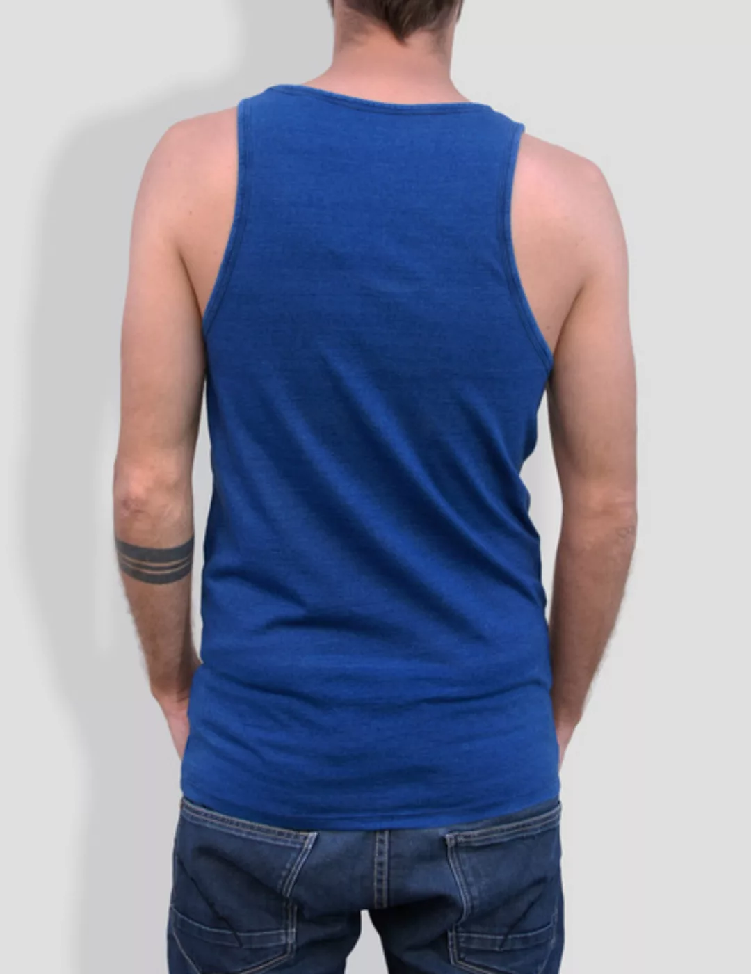 Herren T-shirt Ohne Ärmel, Kiwi, Mid Washed Indigo günstig online kaufen