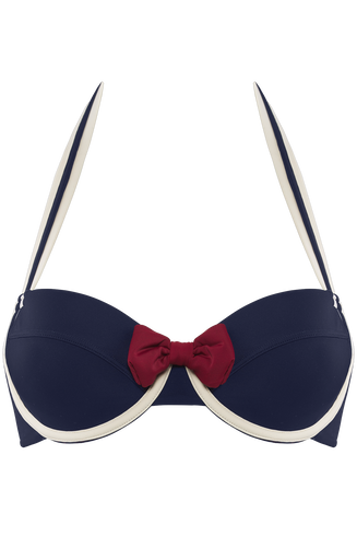 Sailor Mary Plunge Balconette Bikini Oberteil | Wired Padded Blue Ivory Red günstig online kaufen
