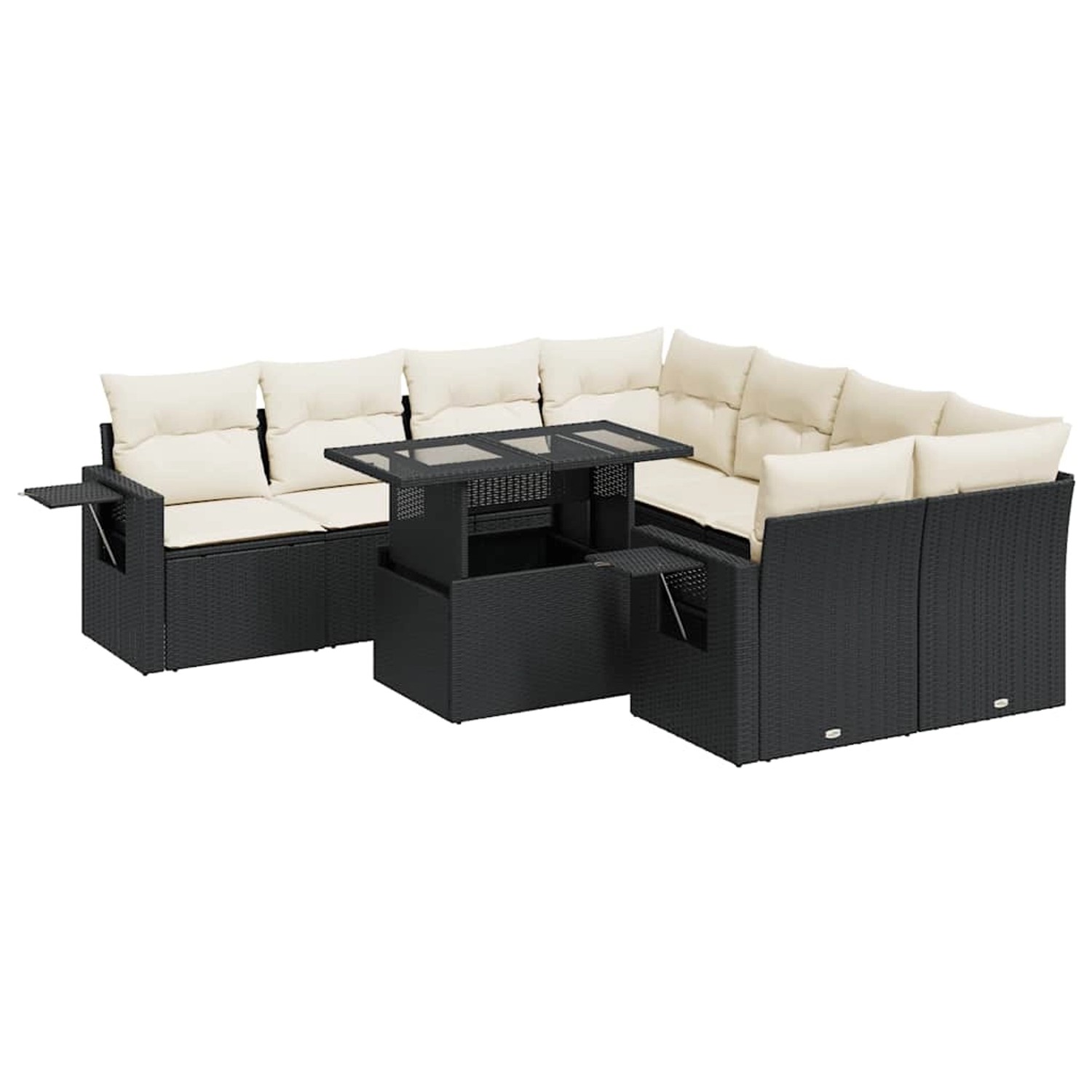 vidaXL 9-Tlg Garten-Sofagarnitur mit Kissen Schwarz Poly Rattan 3326447 günstig online kaufen