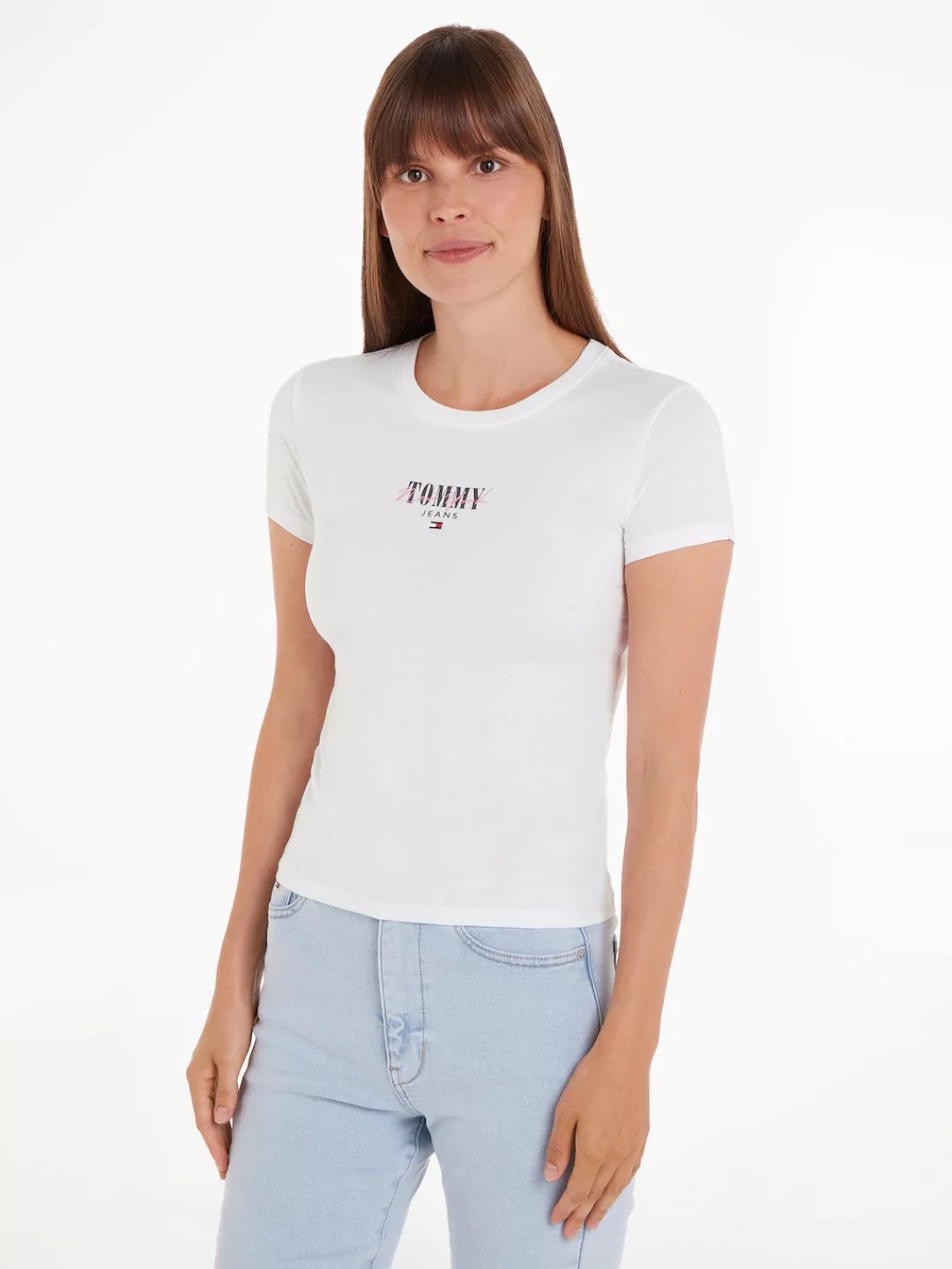 Tommy Jeans Rundhalsshirt "Rib Slim Essential Logo", Rippshirt, feines Jers günstig online kaufen