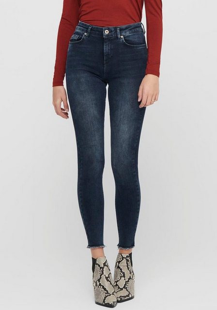 Only Damen Jeans ONLBLUSH LIFE MID SK ANK RAW REA409 - Skinny Fit - Blau -B günstig online kaufen