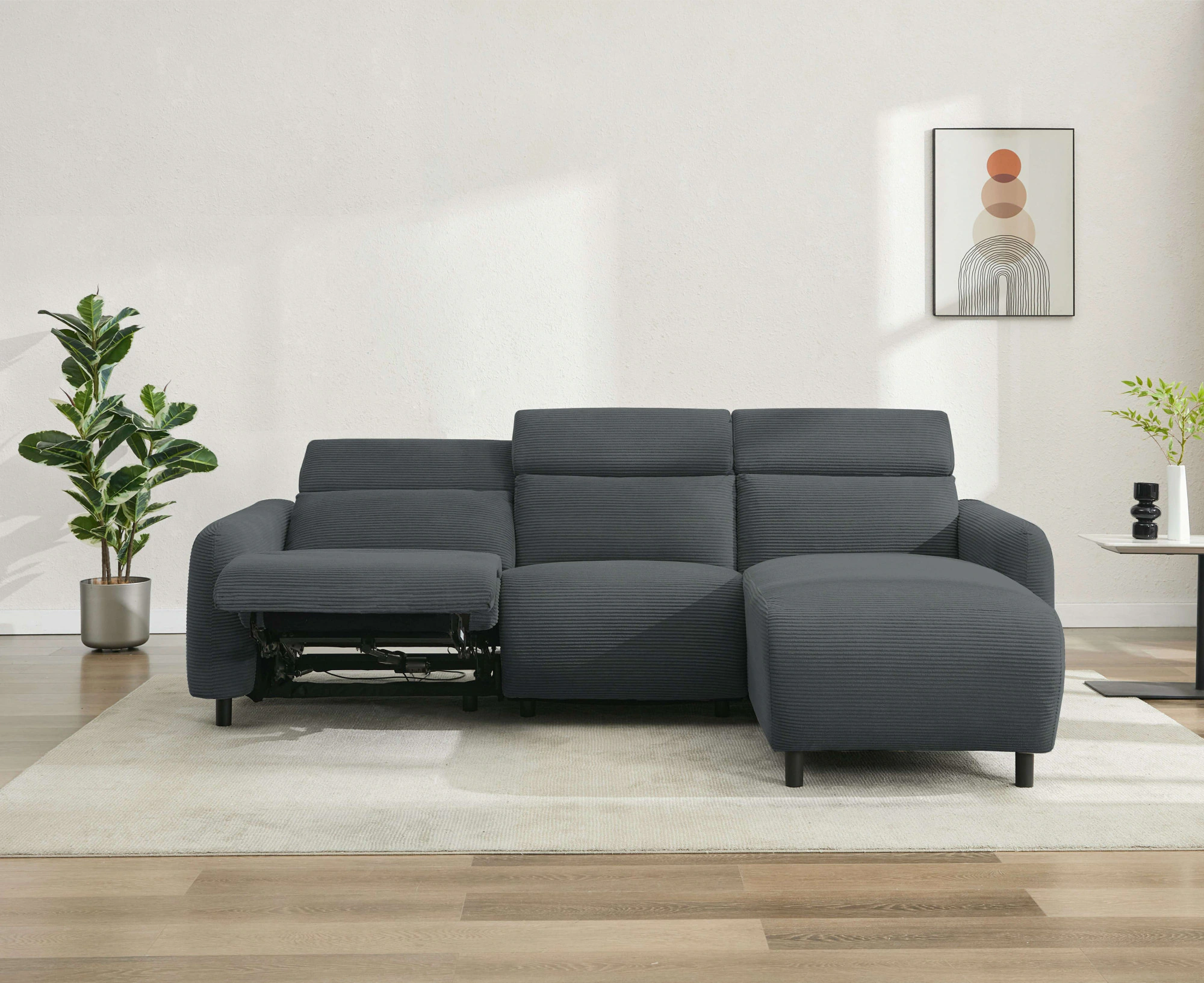 Home affaire Ecksofa "SKAANE in Cord, L-Form, 274 cm, manuelle u. elektrisc günstig online kaufen