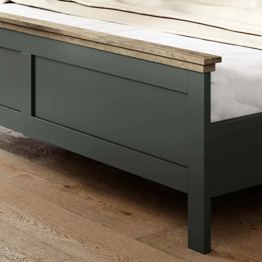 Landhaus Stil Doppelbett in Dunkelgrün 89 cm Kopfteil günstig online kaufen