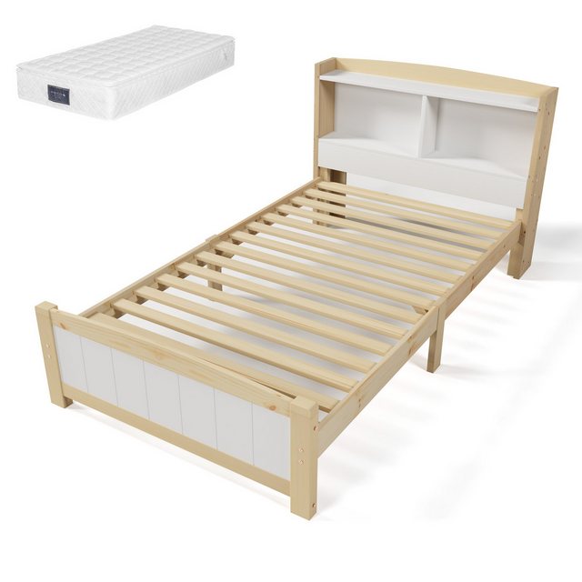 Gotagee Holzbett Doppelbett Massivholz mit Stauraum Bettgestell Kinder/Juge günstig online kaufen