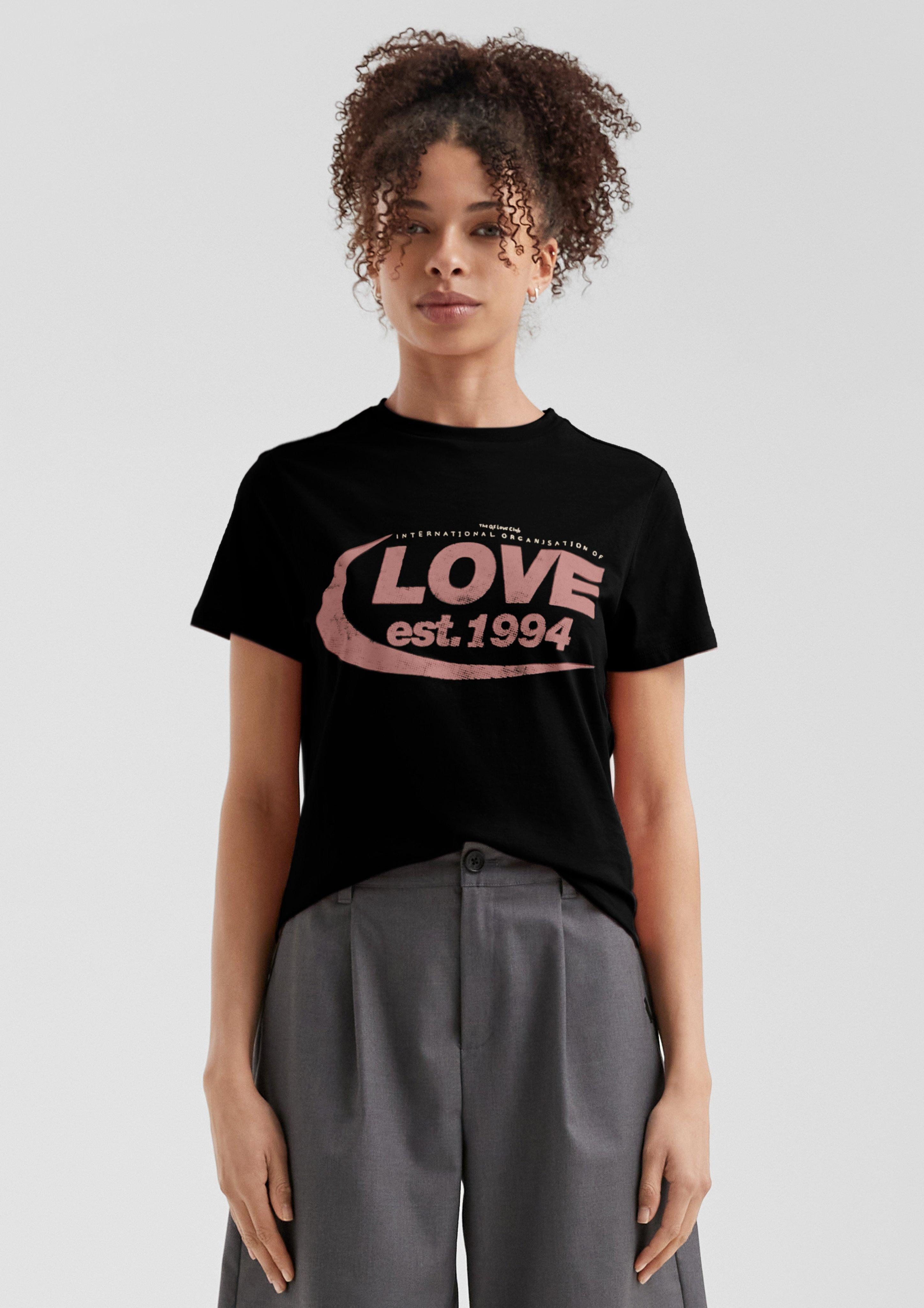 QS Kurzarmshirt Baumwollshirt mit Frontprint günstig online kaufen