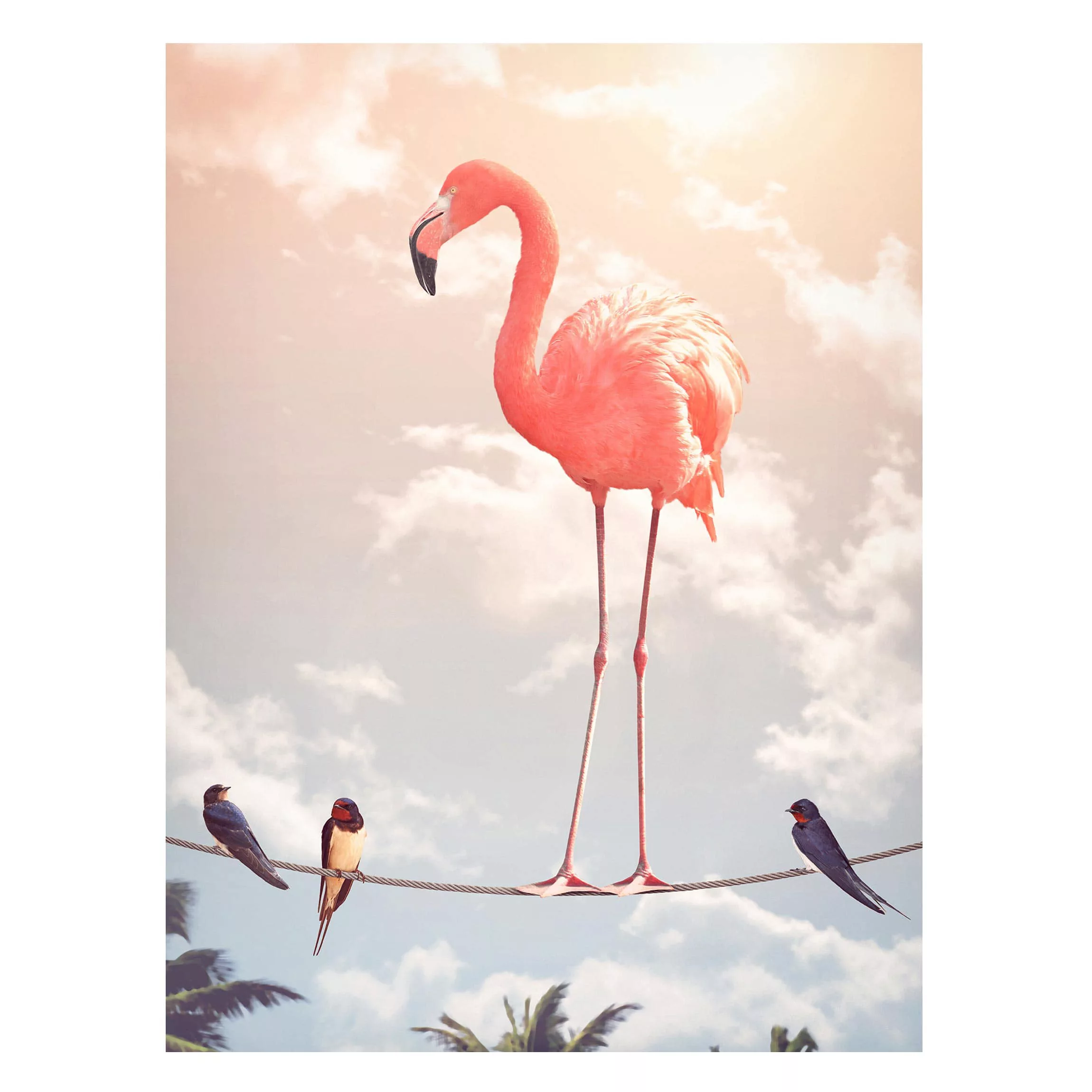 Magnettafel Tiere - Hochformat 3:4 Himmel mit Flamingo günstig online kaufen