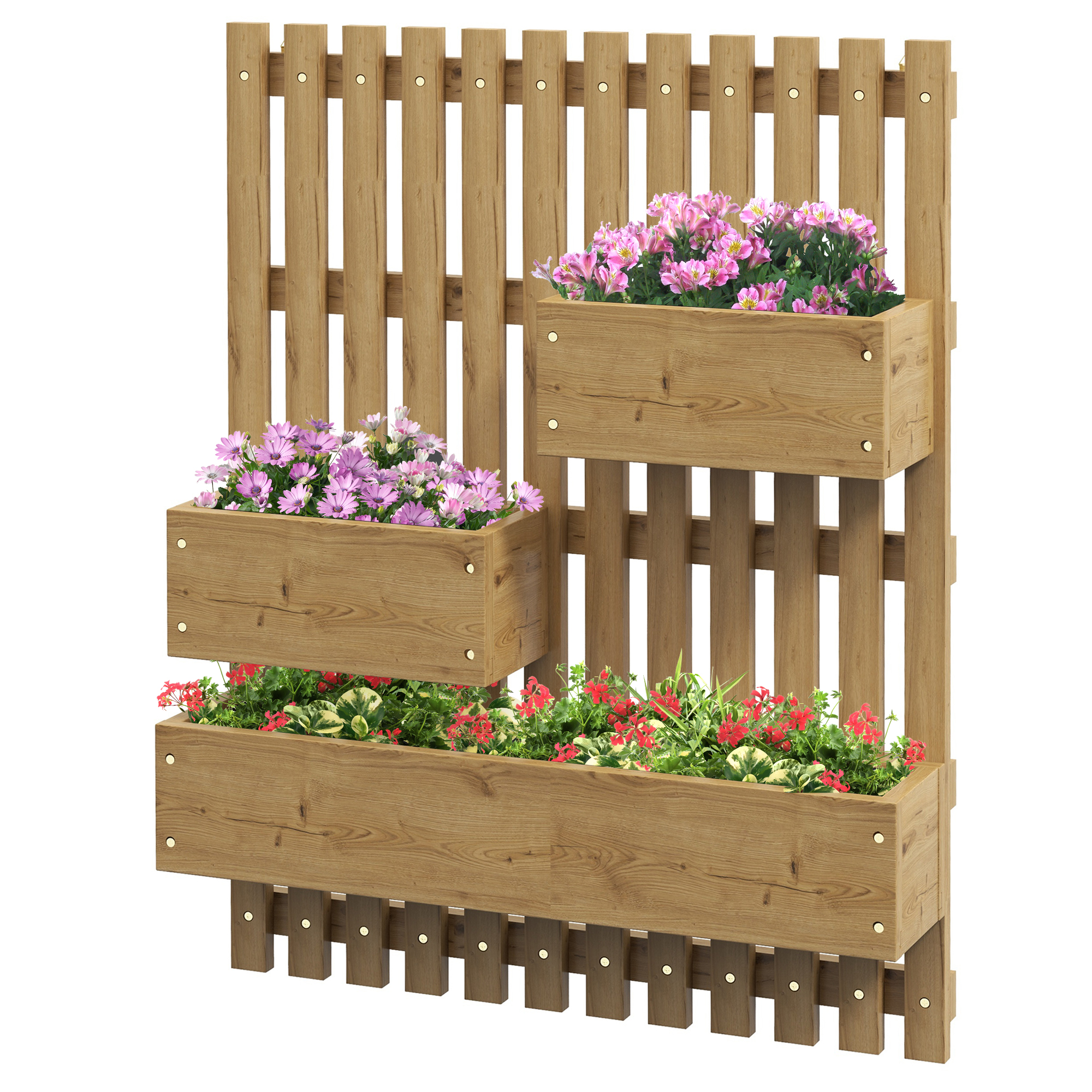 Outsunny Wand-Blumenkasten mit 3 massiven abnehmbaren Holzkästen 60 x 16 x günstig online kaufen