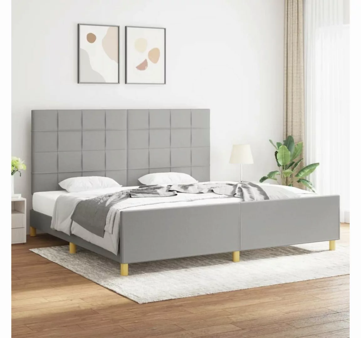 furnicato Bett Bettgestell mit Kopfteil Hellgrau 200x200 cm Stoff günstig online kaufen