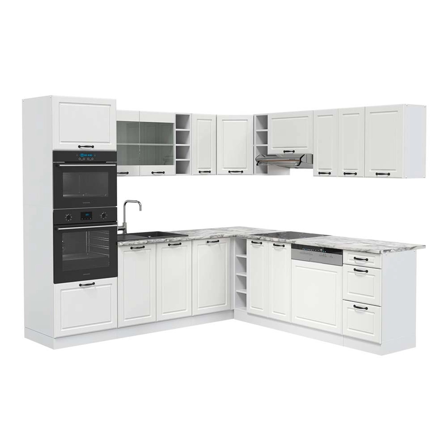Vicco Küchenzeile R-Line, Weiß/Anthrazit, 240 cm, günstig online kaufen