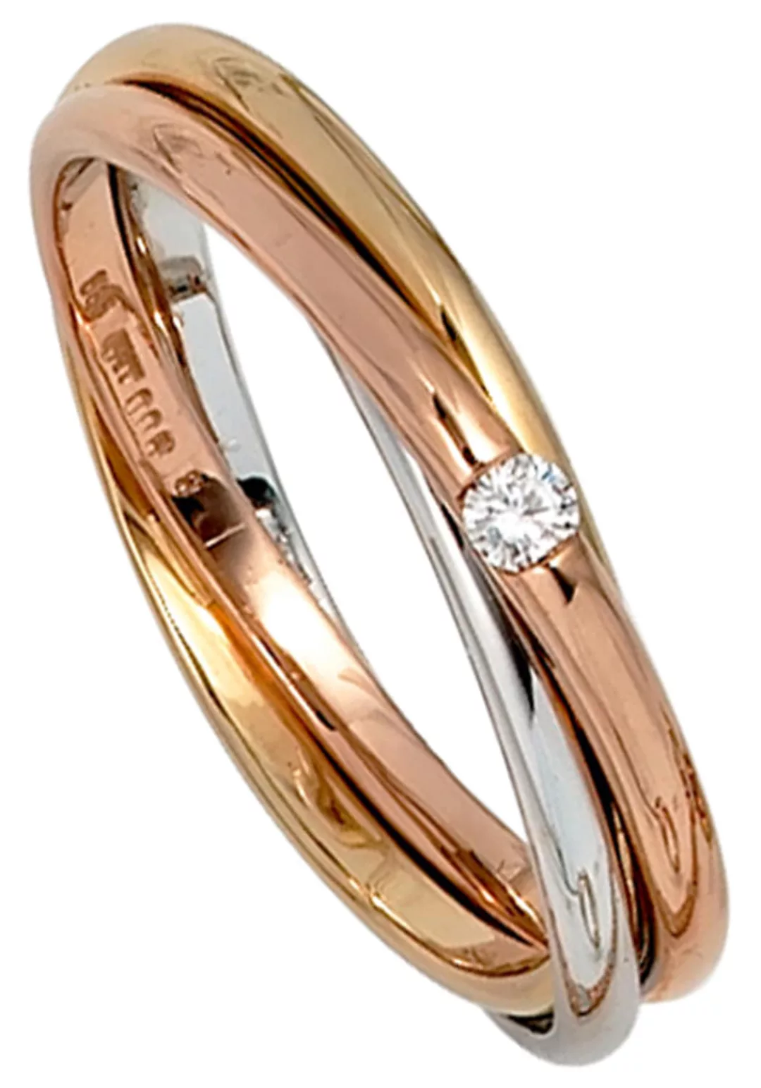 JOBO Diamantring, verschlungen 585 Gold tricolor mit Diamant 0,06 ct. günstig online kaufen