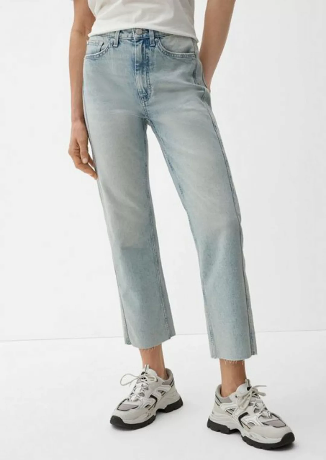 s.Oliver 7/8-Jeans Regular: Jeans mit ausgefranstem Saum Waschung günstig online kaufen
