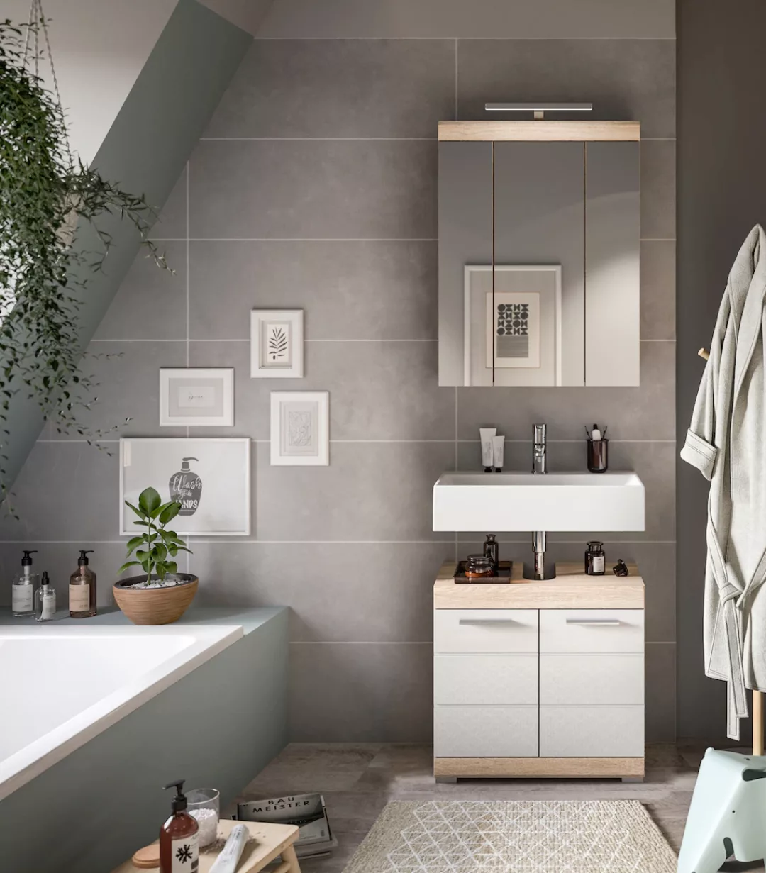 INOSIGN Badmöbel-Set "Siena, 2 teilig, inklusive LED Beleuchtung, bestehend günstig online kaufen