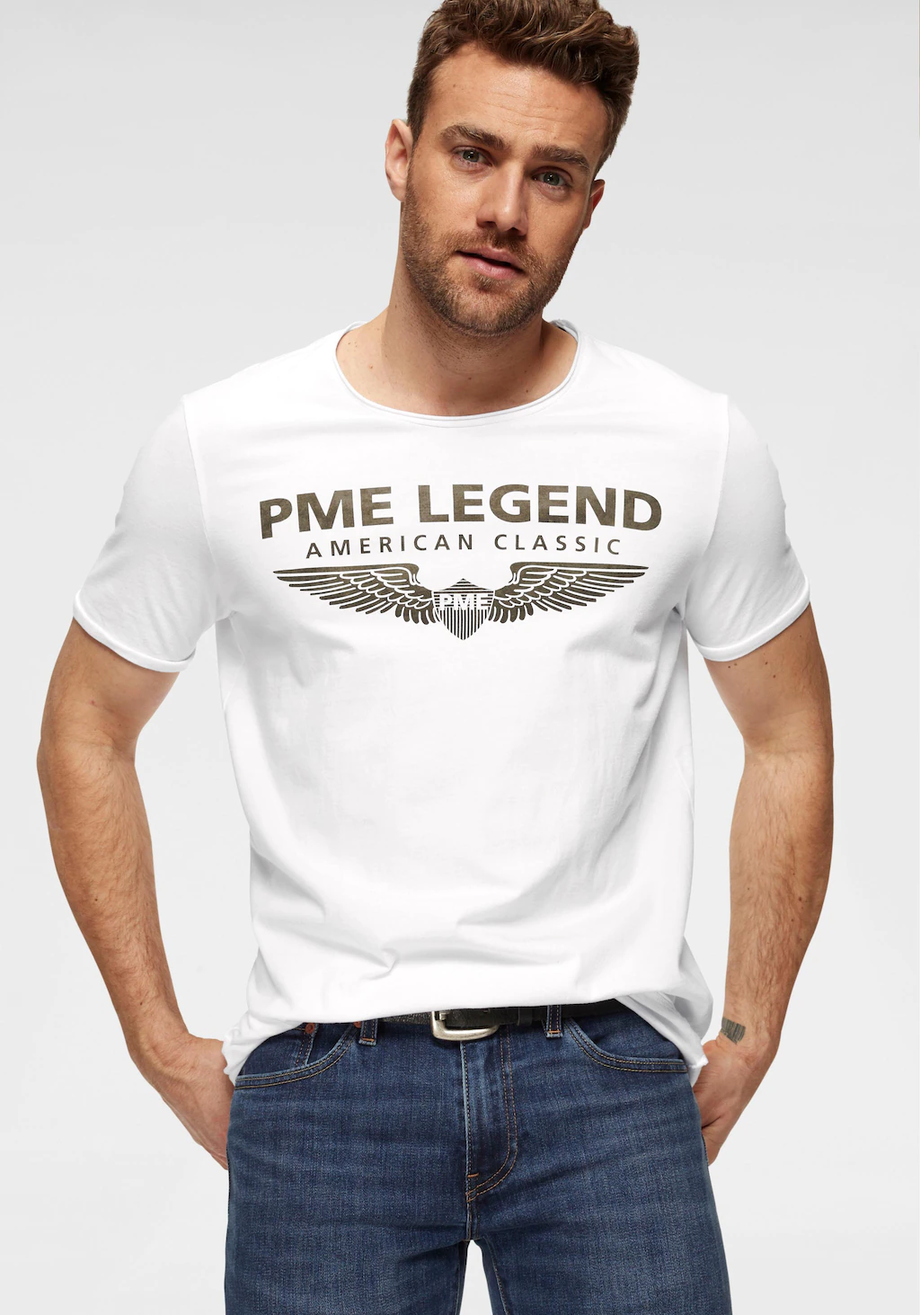 PME LEGEND Rundhalsshirt mit Logoprint günstig online kaufen