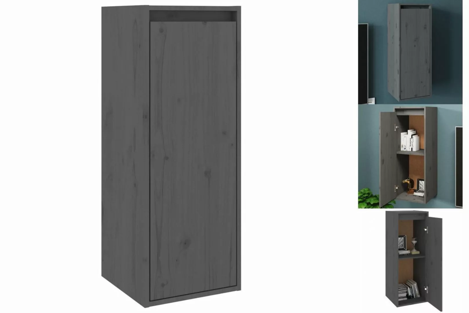 vidaXL Hängeschrank Hängeschrank Wandschrank Grau 30x30x80 cm Massivholz Ki günstig online kaufen