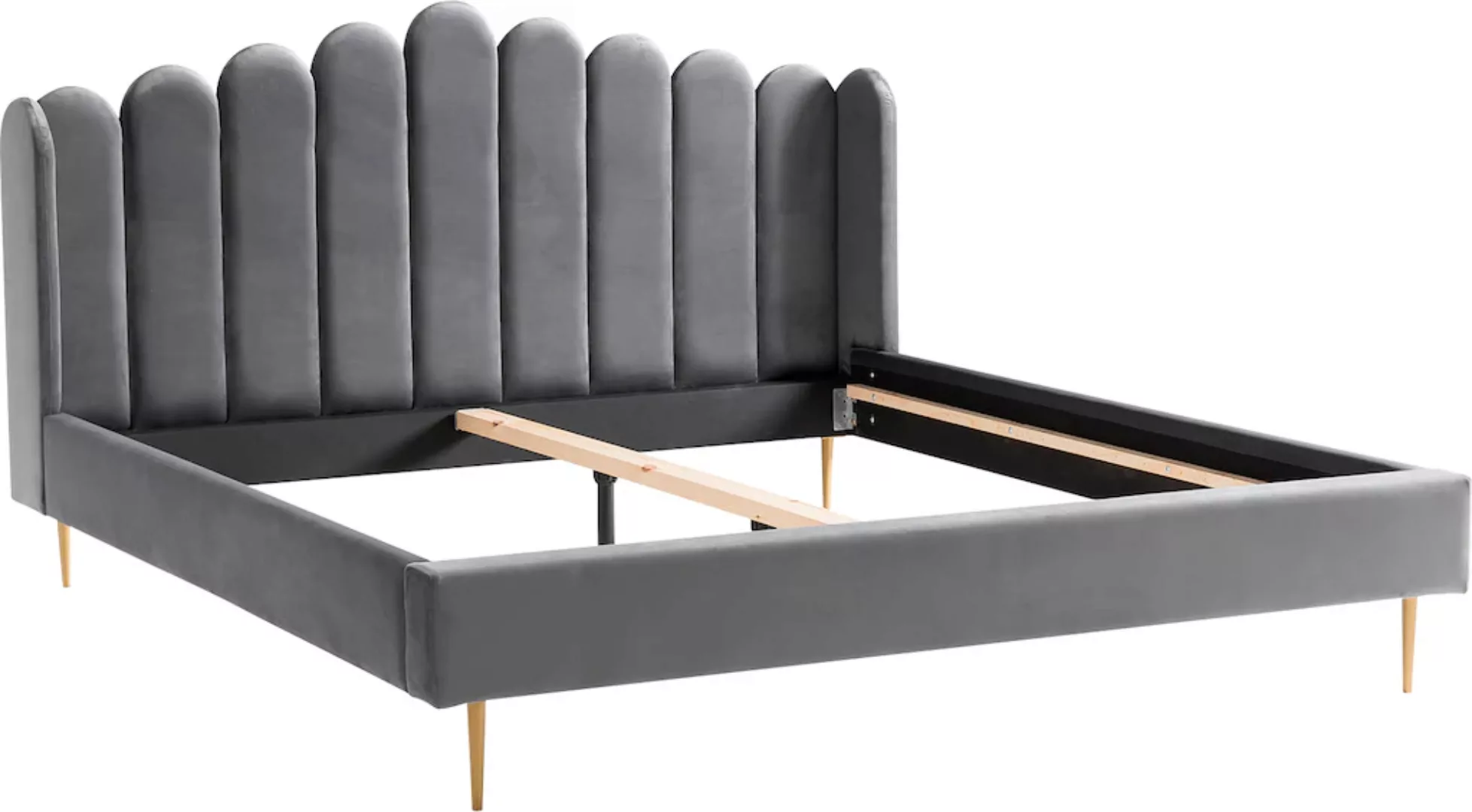 SalesFever Polsterbett, Eleganz trifft Komfort: Samt-Bezug, goldfarbene Met günstig online kaufen