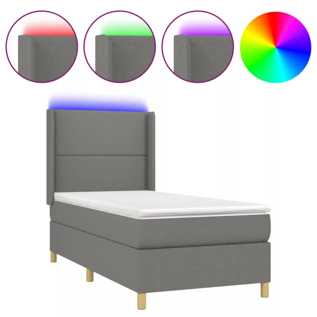 Vidaxl Boxspringbett Mit Matratze & Led Dunkelgrau 80x200 Cm Stoff günstig online kaufen