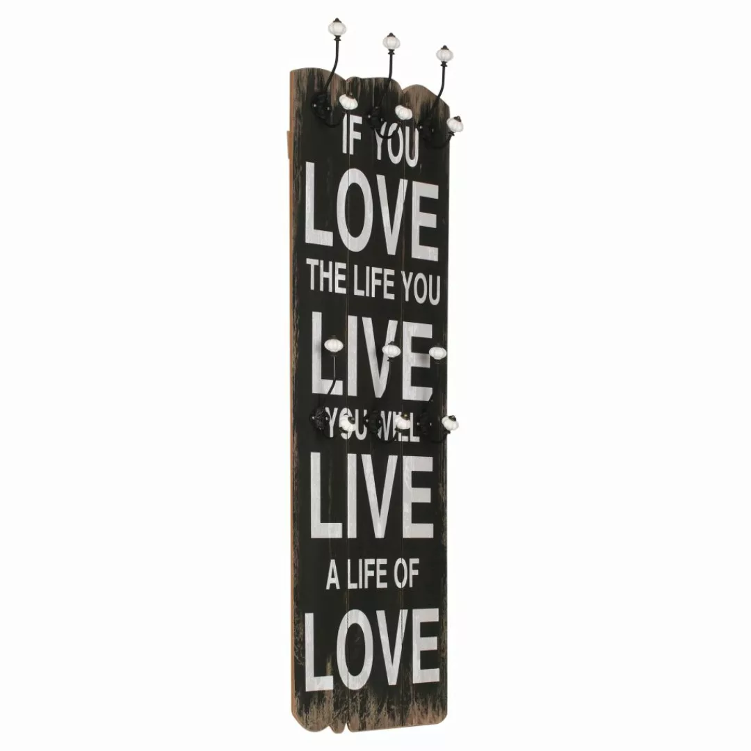 Wandgarderobe Mit 6 Haken 120 X 40 Cm "love Live" günstig online kaufen