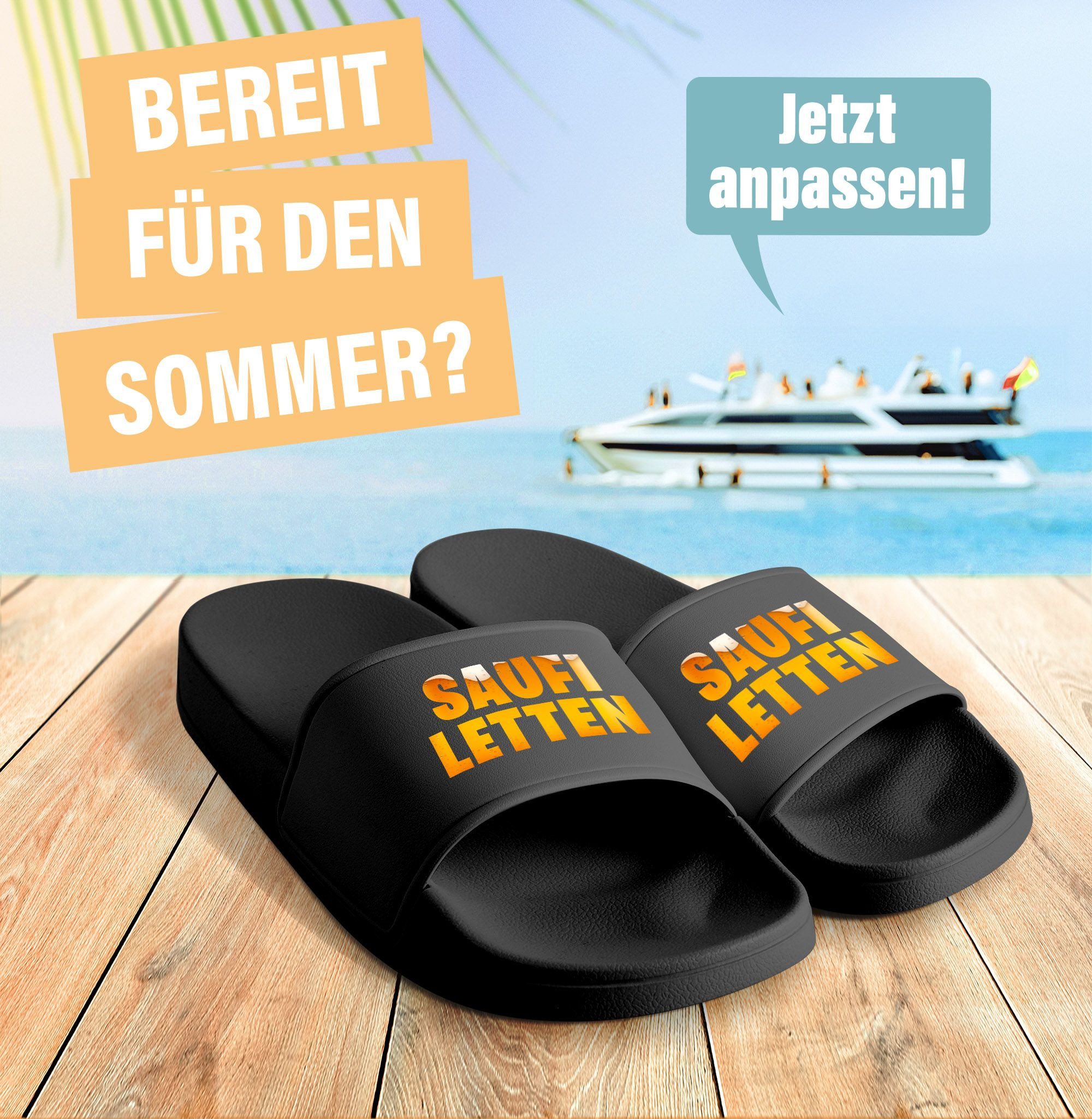 MoonWorks Badeschlappen Spruch Saufi Letten Badelatschen günstig online kaufen