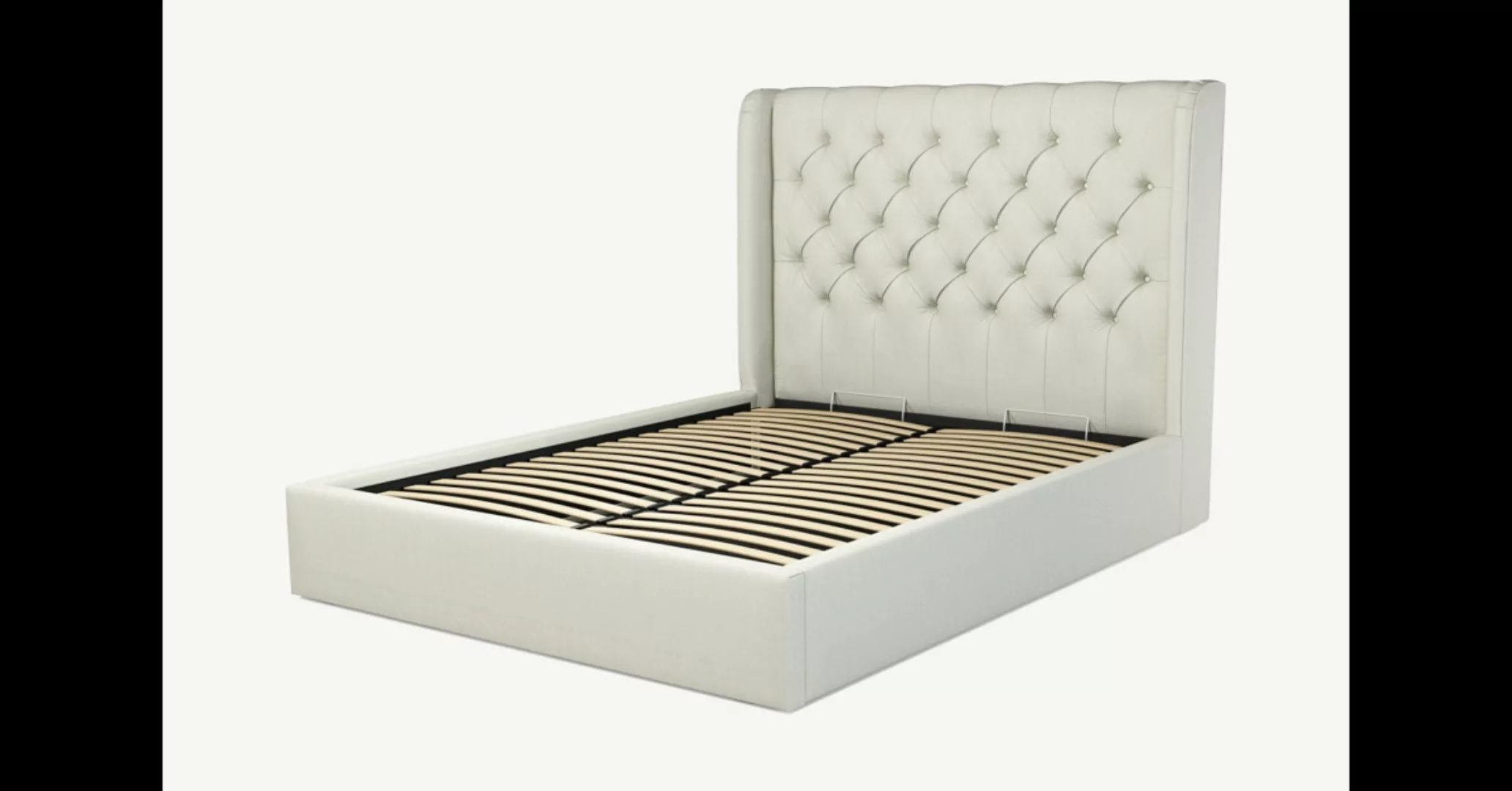 Romare Polsterbett mit Bettkasten (160 x 200 cm), Elfenbein - MADE.com günstig online kaufen
