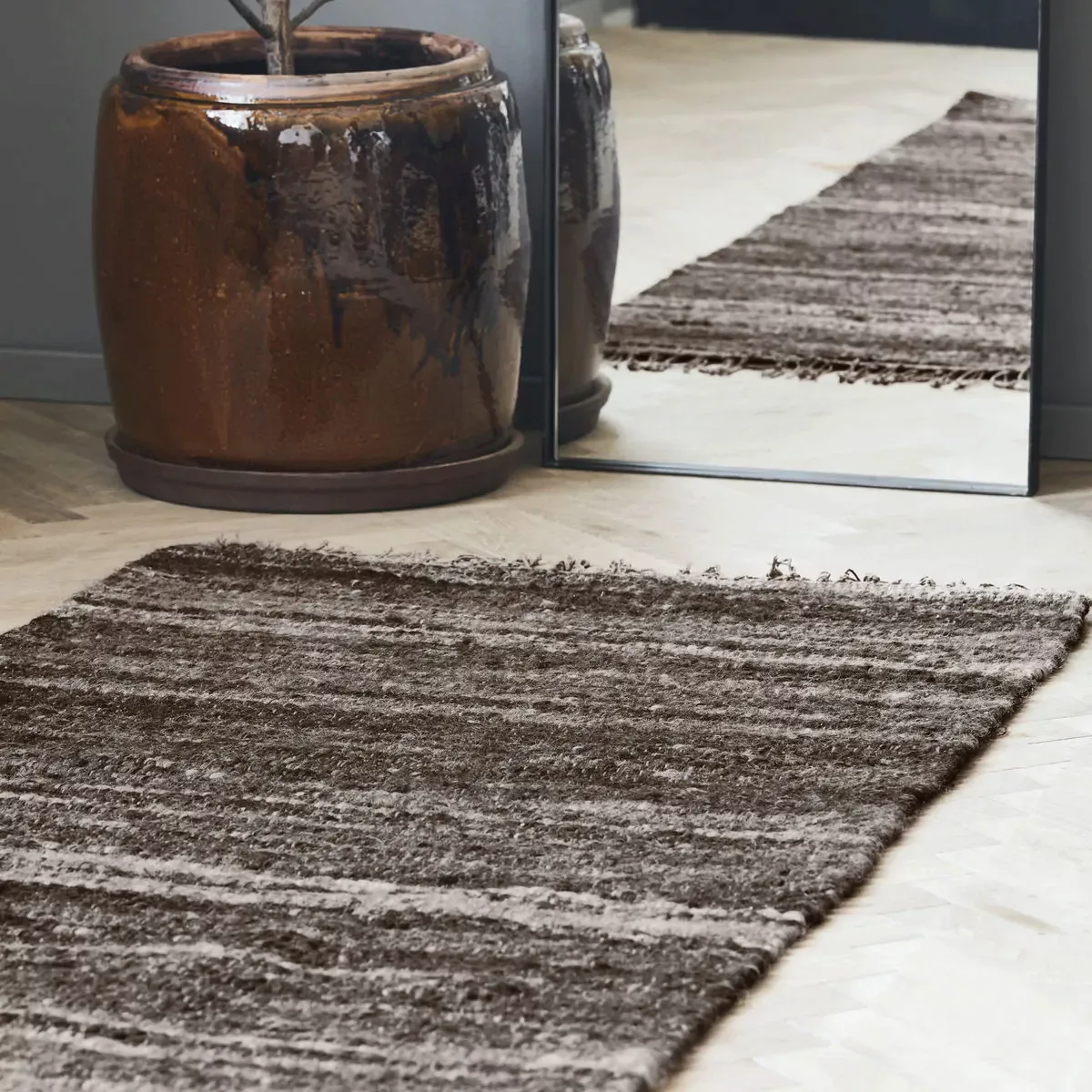 Teppich Hafi aus Wolle und Jute in Braun günstig online kaufen