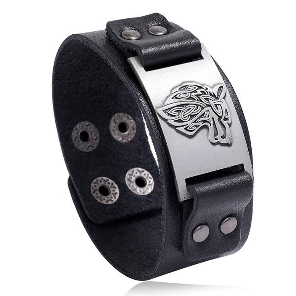 Eyecatcher Lederarmband Wickinger Wolf Silber Bronze günstig online kaufen