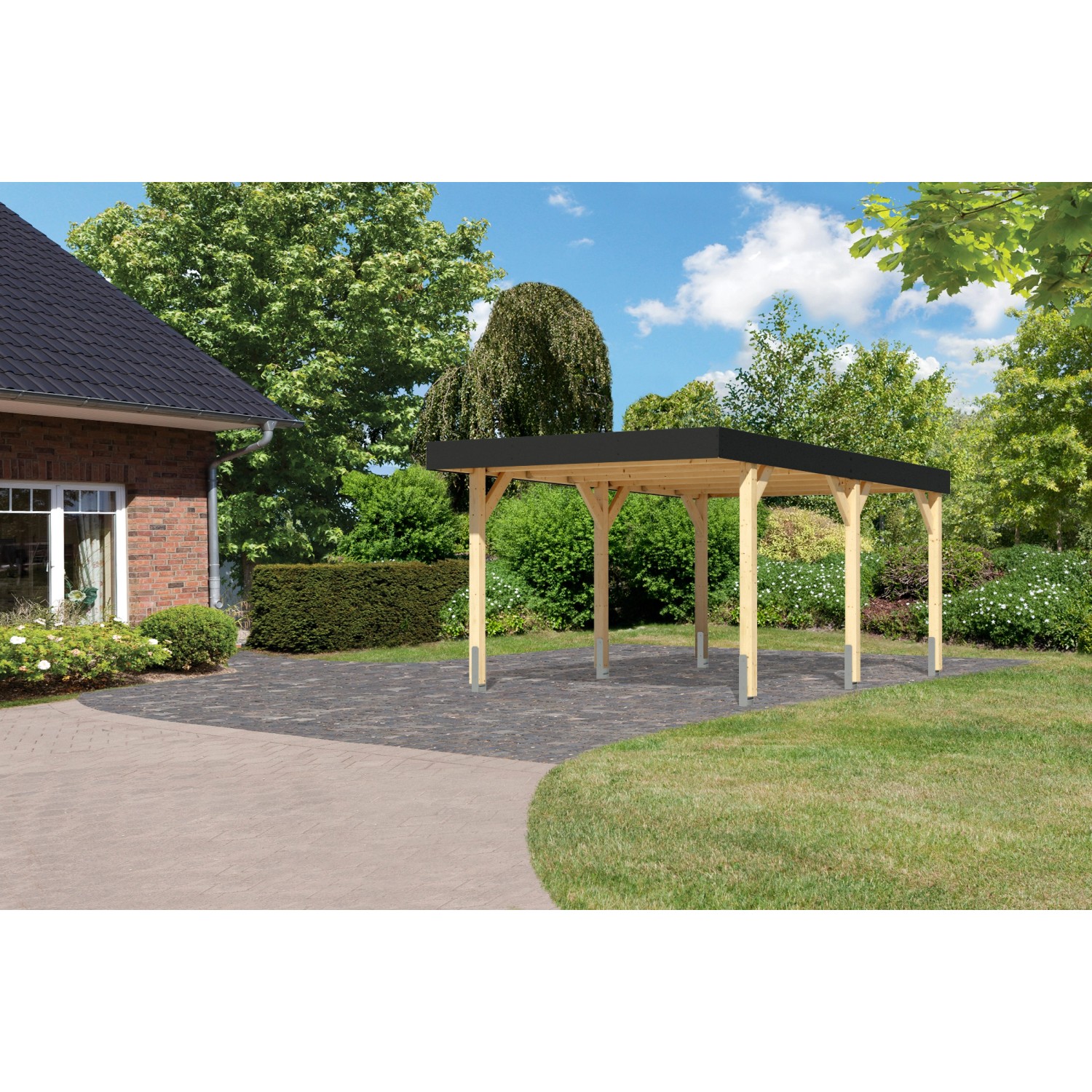 Karibu Einzelcarport Leimholz 1 Naturbelassen 246,5 x 288 x 462 cm günstig online kaufen