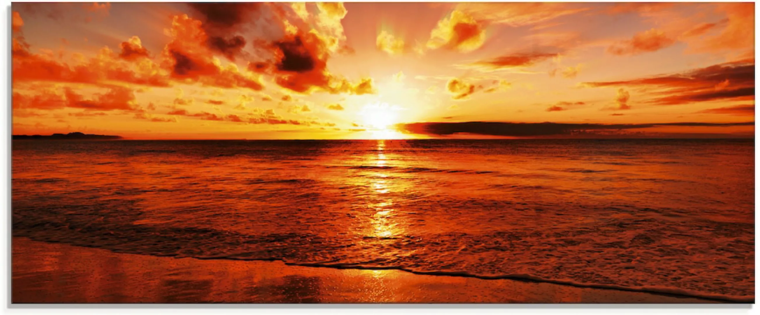 Artland Glasbild "Schöner Sonnenuntergang Strand", Gewässer, (1 St.), in ve günstig online kaufen