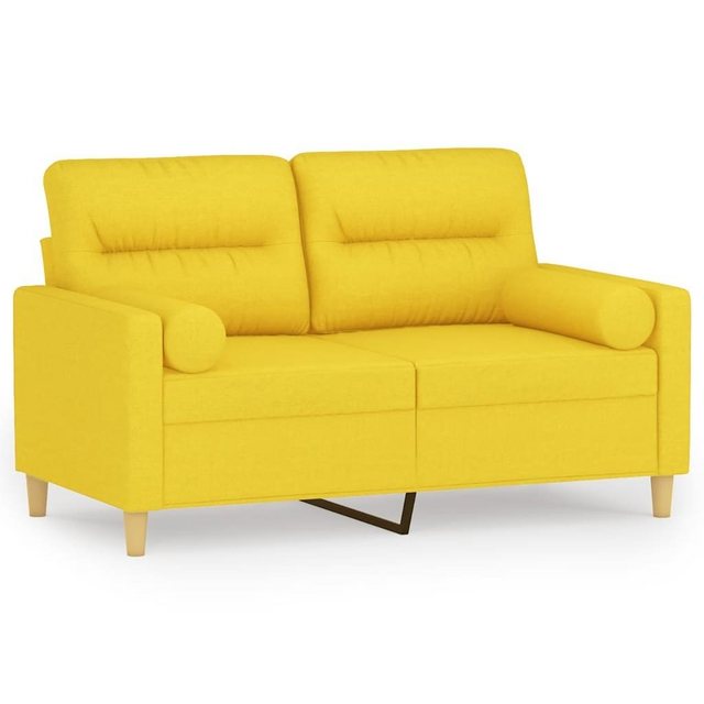 vidaXL Sofa 2-Sitzer-Sofa mit Zierkissen Hellgelb 120 cm Stoff günstig online kaufen