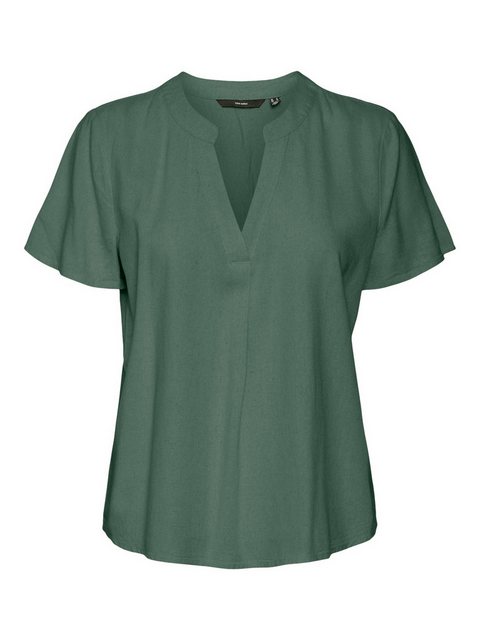 Vero Moda Blusenshirt VMMYMILO SS V-NECK TOP WVN GA mit Leinen günstig online kaufen