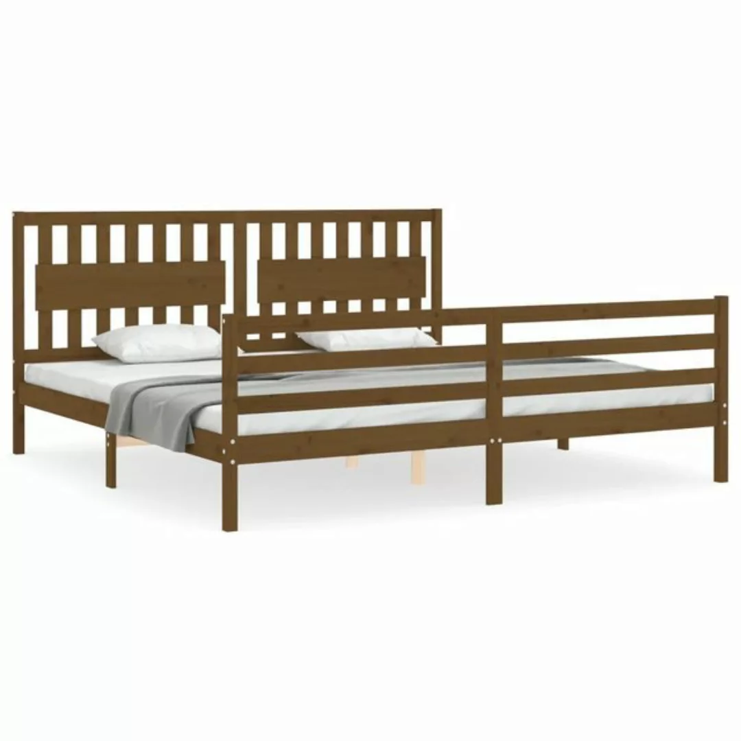 vidaXL Bett Massivholzbett mit Kopfteil Honigbraun 200x200 cm günstig online kaufen