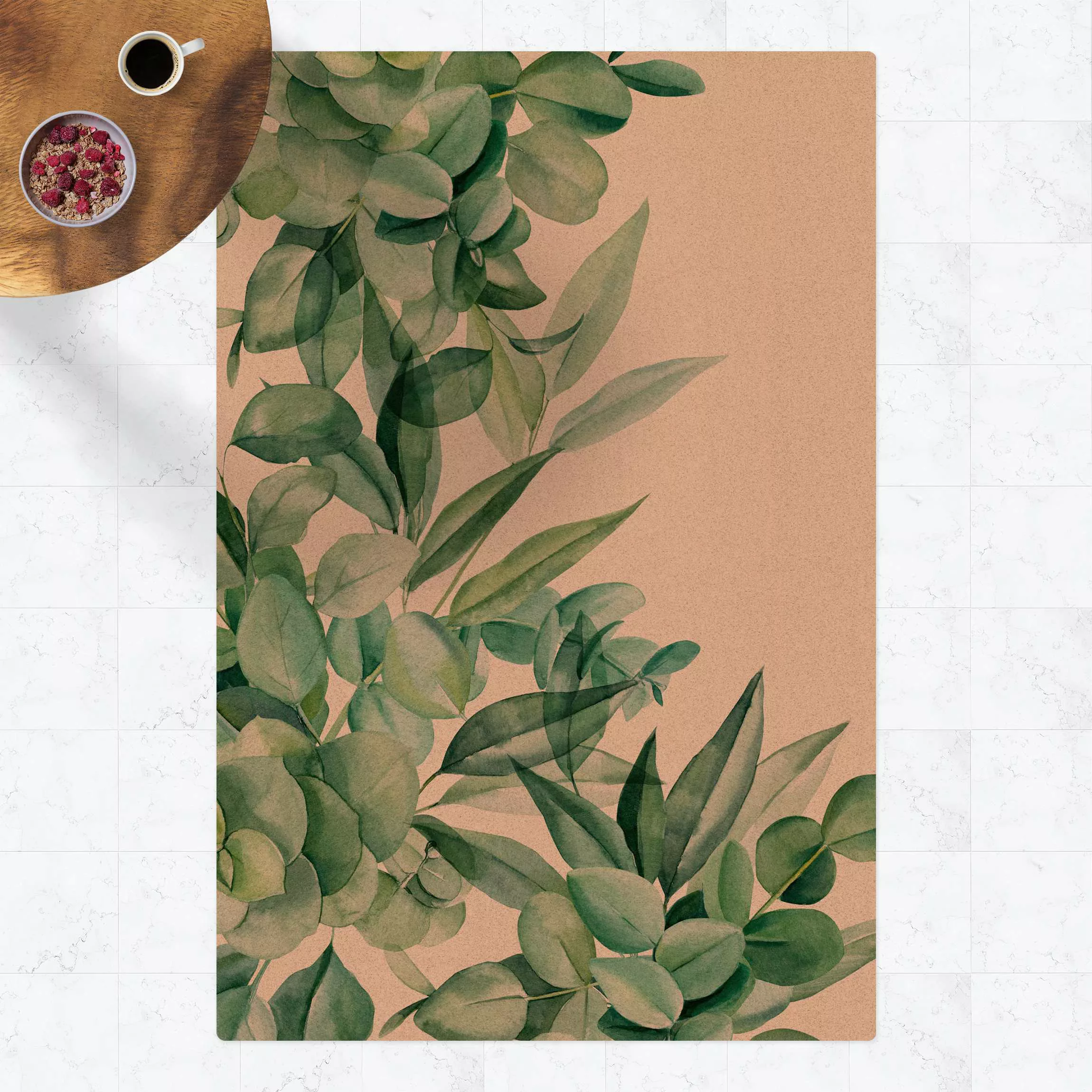 Kork-Teppich Dickicht Eukalyptusblätter Aquarell günstig online kaufen