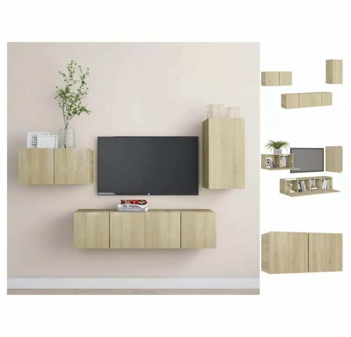 vidaXL TV-Schrank 4-tlg TV-Schrank-Set Sonoma-Eiche Spanplatte günstig online kaufen