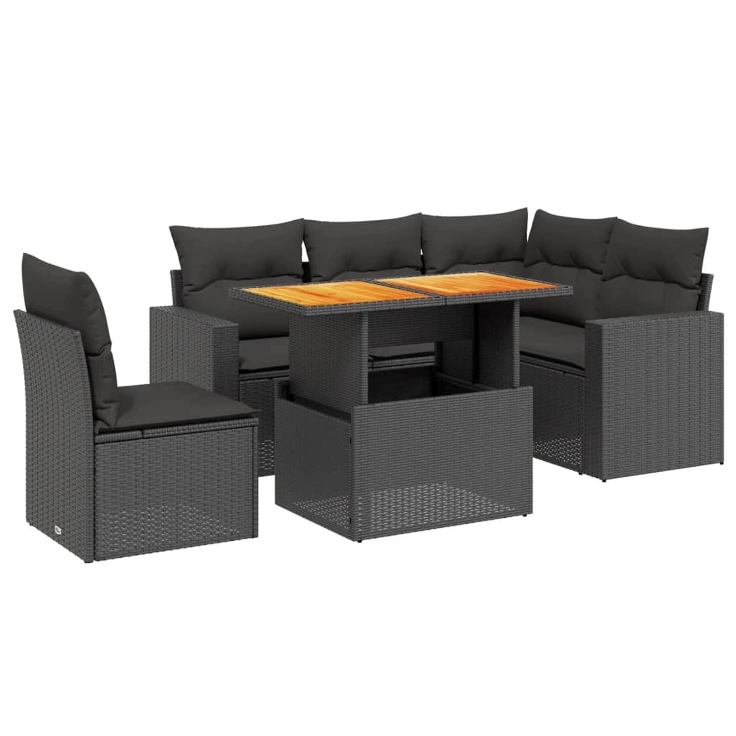 vidaXL 6-Tlg Garten-Sofagarnitur mit Kissen Schwarz Poly Rattan 3271314 günstig online kaufen