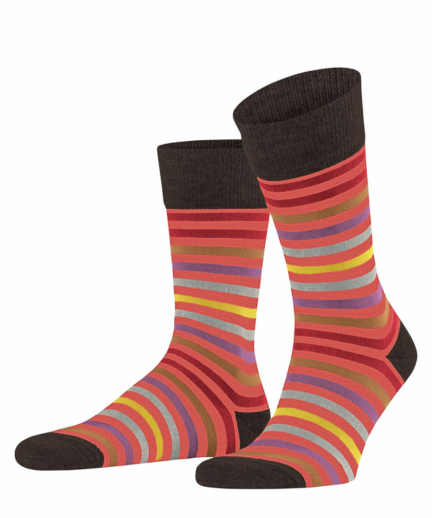 FALKE Tinted Stripe Herren Socken, 43-46, Orange, Streifen, Schurwolle, 132 günstig online kaufen